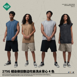 ARTIE男裝|2025新品散邊蠟染做舊洗水坎肩背心男美式街潮復古半袖