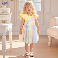 Little maven歐美兒童公主裙夏款純棉網紗兒童裙子女童短袖連衣裙