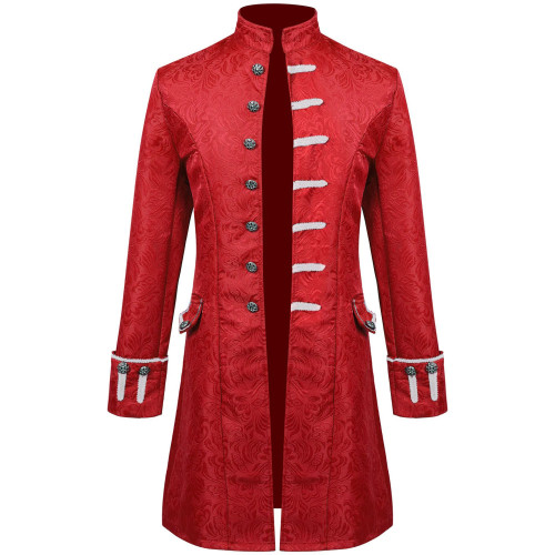 2025春秋新款西班牙中世紀服飾男士純色提花演出服外套服裝