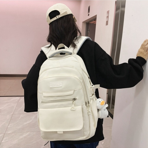 高中生設計感書包女 初中生學院風雙肩包純色大學生簡約百搭後背包
