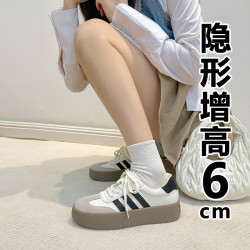 【】真皮德訓鞋女新款厚底小白鞋阿甘鞋小碼3233內增高休閒鞋