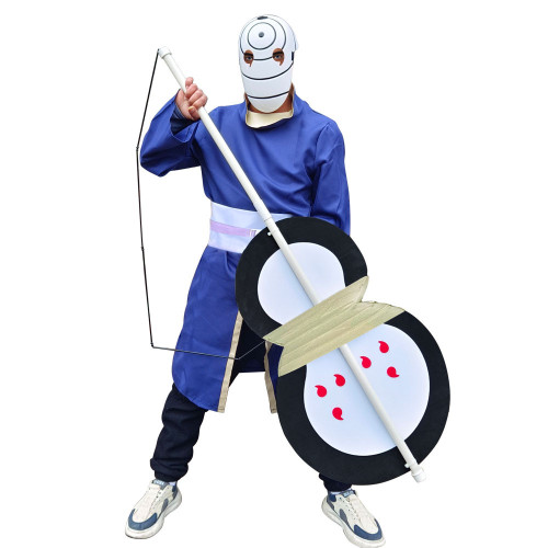 火影忍者宇智波團扇帶土cos服裝血輪眼白色面具動漫遊戯武器道具