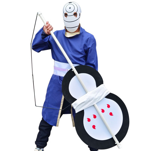 火影忍者宇智波團扇帶土cos服裝血輪眼白色面具動漫遊戯武器道具