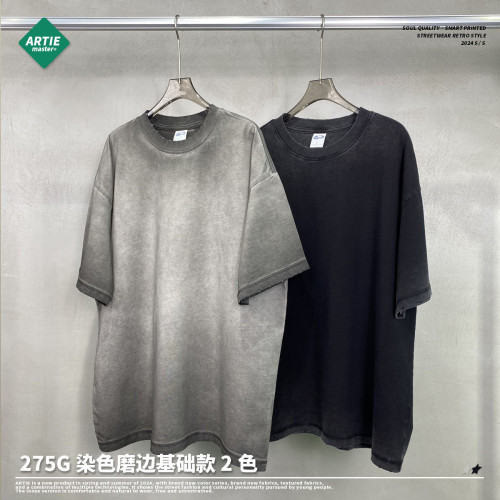 ARTIE男裝|2025春夏新品275g反面炒色做舊磨邊洗水男t恤潮牌復古T