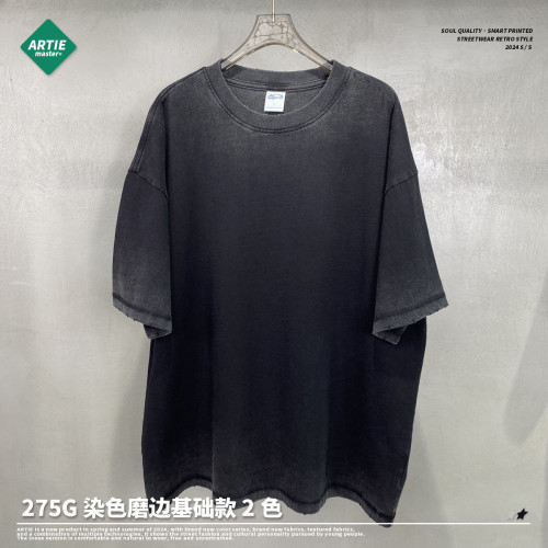 ARTIE男裝|2025春夏新品275g反面炒色做舊磨邊洗水男t恤潮牌復古T
