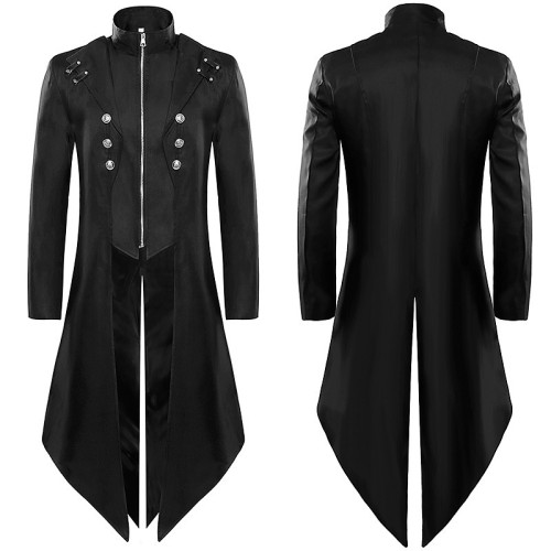 2025春秋新款男裝歐美中世紀復古服裝紅色燕尾服假兩件舞會禮服潮