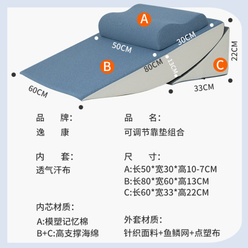 床頭靠墊靠背墊靠枕斜躺側睡床上護腰孕婦半躺護理老人胃食管反流