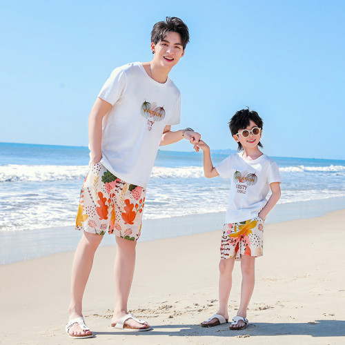 2025款夏季親子裝一家三口四口度假休閒裝中長款連衣裙