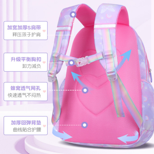 爆款書包小學生女孩1-3-6年級減負兒童防水護脊雙肩後背包5