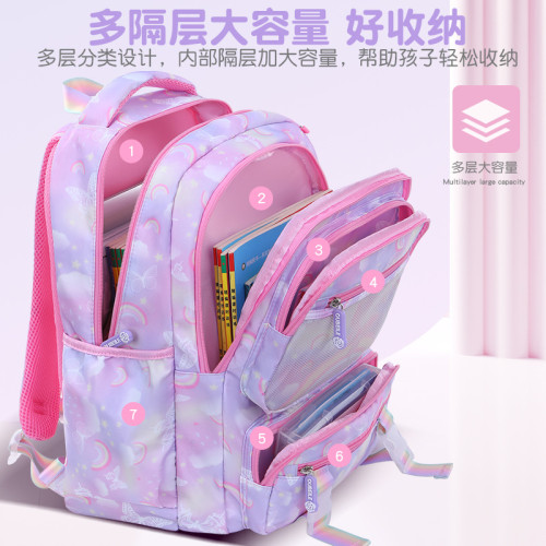 爆款書包小學生女孩1-3-6年級減負兒童防水護脊雙肩後背包5