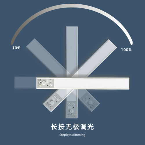 超薄智能電量顯示人體感應燈磁吸長條led衣櫃櫥櫃酒櫃燈條小夜燈