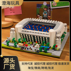 temu積木球場玩具兼容樂高建築模型擺件足球場拼裝世界杯