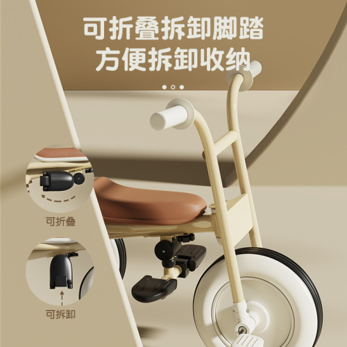 遛娃車兒童三輪車腳踏車1-3-6嵗寶寶腳蹬車手推車輕便復古自行車