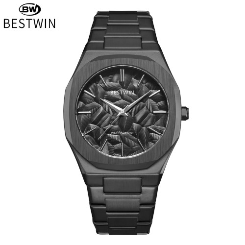 新款男士手錶浮雕葉子特色面BESTWIN博士通石英防水983-4