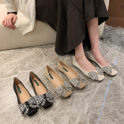 A2001-4平底法式小單鞋軟底軟面女瓢鞋低跟船鞋寬胖腳大碼女鞋