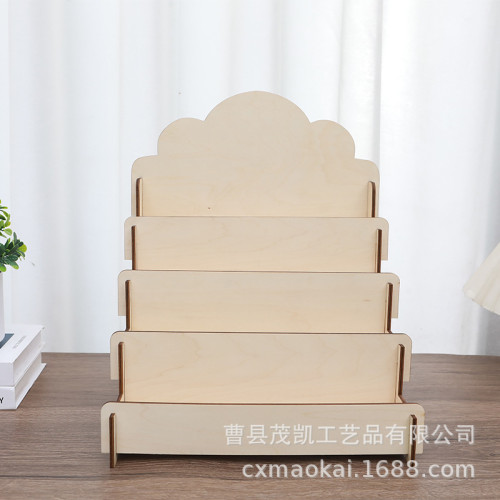 木製賀卡展示架階梯式海報明信片收納架桌面化妝品置物架拼接