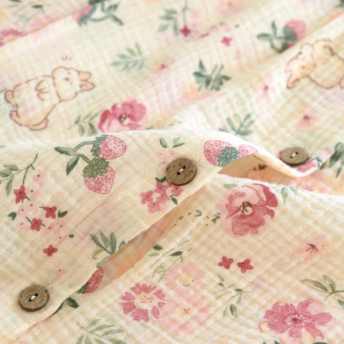 孕婦睡衣單件上衣春秋季純棉縐布哺乳衣夏薄紗布月子服産後喂奶衣