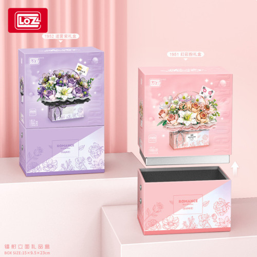 loz積木花籃1951玫瑰花積木擺件幻彩盆景裝飾拼裝玩具禮盒生日禮