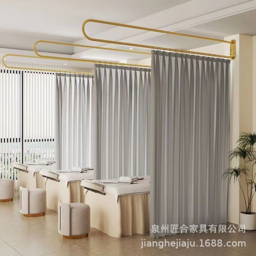 鐵藝U型L型美容院養生館理療床美容床隔斷簾窗簾桿布簾圍簾支撐架