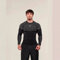 GYMSHARK新款跑步運動健身長袖上衣休閒透氣緊身長袖休閒跑步鯊魚