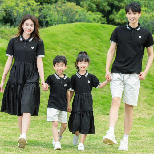 炸街親子裝夏裝2025新款韓版母女裝連衣裙洋氣一家三口四口家庭裝