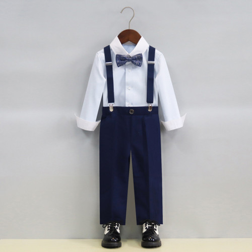 男童馬甲套裝夏季背帶褲中大童演出服兒童演講寶寶周嵗花童婚禮服