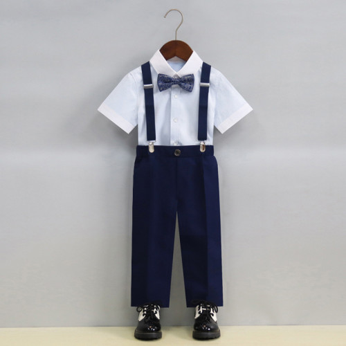 男童馬甲套裝夏季背帶褲中大童演出服兒童演講寶寶周嵗花童婚禮服