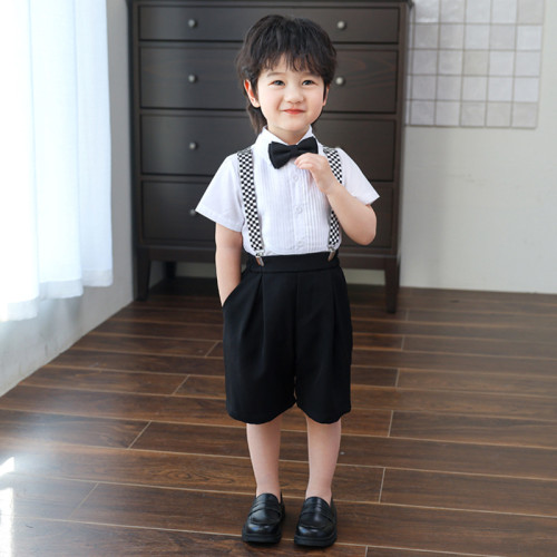 男童休閒套裝夏季衣服中小童演出服兒童演講寶寶周嵗花童禮服