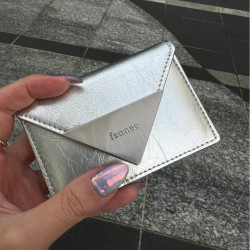韓國小衆fennec 漆皮經典三角牌可攜式卡包零錢包多色錢包証件包潮