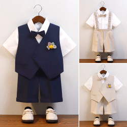 男童西裝帥氣馬甲套裝兒童周嵗花童禮服六一表演背帶褲鋼琴演出服