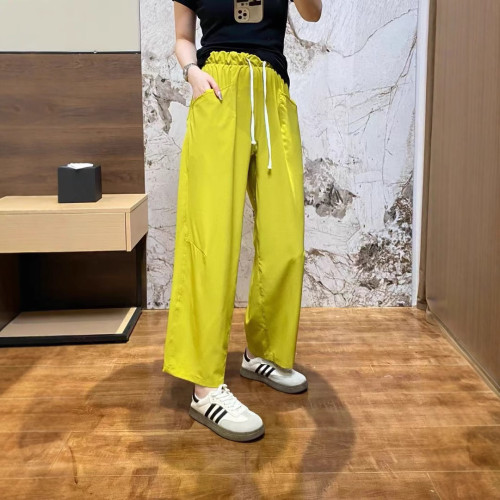 洞洞布直筒褲 25夏季素家新品休閒寬松乾爽口袋洞洞布直筒褲女