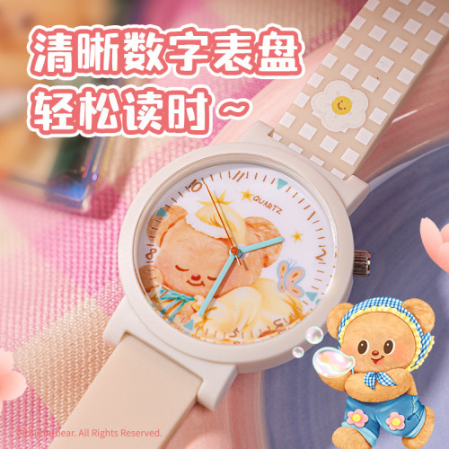 【新品】得力HY490黃油小熊手錶防水可愛兒童手環手錶石英表