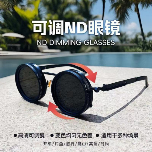 手動旋轉防強光金屬太陽鏡JG0戶外偏光墨鏡創意時尚可調節眼鏡