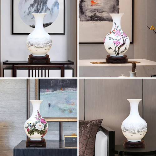 景德鎮陶瓷器辦公室花瓶擺件工藝品客廳插花家居博古架酒櫃裝飾品