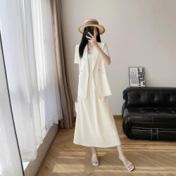  6028大碼女裝夏季薄款微胖mm套裝顯瘦吊帶裙短袖兩件套