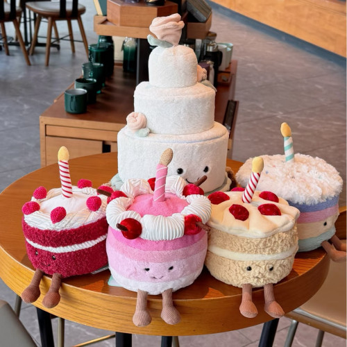 巴塞羅熊邦尼兔小豬甜美小兔西高地捧花生日蛋糕花生企鵞毛絨玩偶