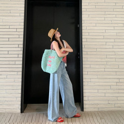 天絲牛仔褲女薄款垂感拖地褲寬松顯瘦冰絲涼涼褲高腰百搭濶腿褲子