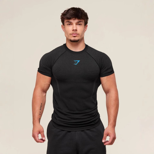 GYMSHARK男士短袖肌肉運動健身跑步訓練服彈力時尚印花圓領T恤