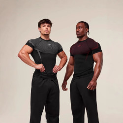 GYMSHARK新款跑步運動健身上衣休閒透氣緊身短袖休閒跑步T恤鯊魚