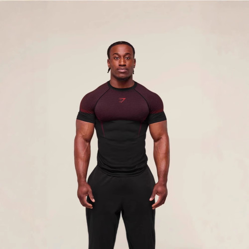GYMSHARK新款跑步運動健身上衣休閒透氣緊身短袖休閒跑步T恤鯊魚