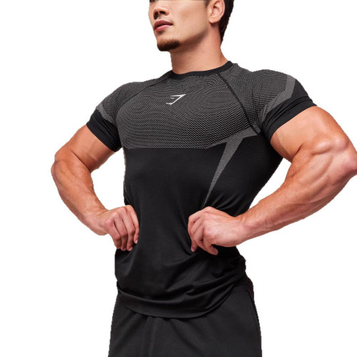 GYMSHARK新款跑步運動健身上衣休閒透氣緊身短袖休閒跑步T恤鯊魚