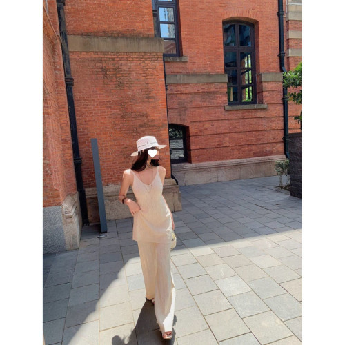 氣質新款套裝女夏季設計感背心吊帶上衣休閒顯瘦長