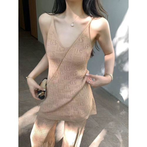 氣質新款套裝女夏季設計感背心吊帶上衣休閒顯瘦長