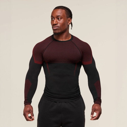 男士緊身衣GYM運動健身跑步訓練服彈力時尚印花圓領長