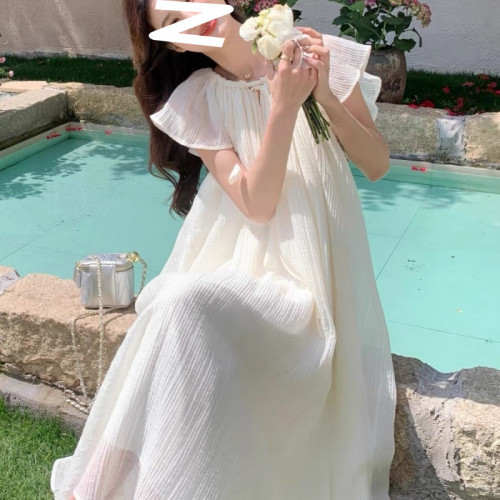 2025孕婦裝夏季時尚孕婦裝大碼裙子飛飛袖長裙網紗夏天孕婦連衣裙