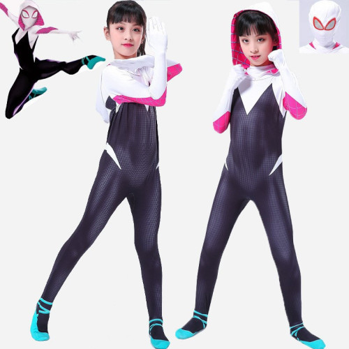 格溫蜘蛛緊身衣俠cos服飾平行宇宙衣服cosplay連體衣兒童成人服裝