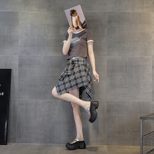 2508厚底一腳蹬懶人鞋女2025夏季新款鏤空小個子內增高外穿包頭