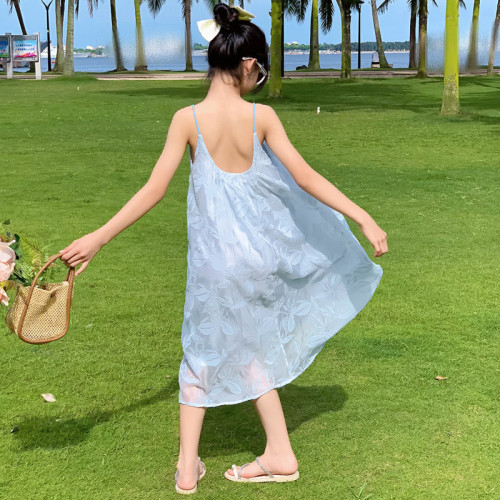 親子裝2025夏裝新款母女裝連衣裙海邊度假露背仙女裙連衣長裙