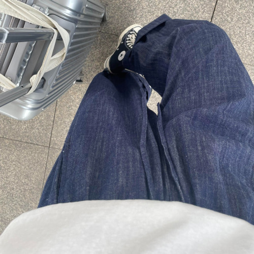2025休閒褲慵懶舒適百搭棉麻牛仔奶奶褲夏季超級好看亞麻牛仔褲