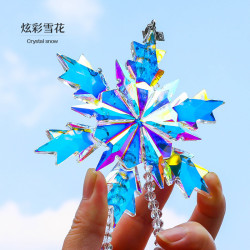 聖誕樹掛件2025雪花水晶車掛水晶雪花汽車掛件